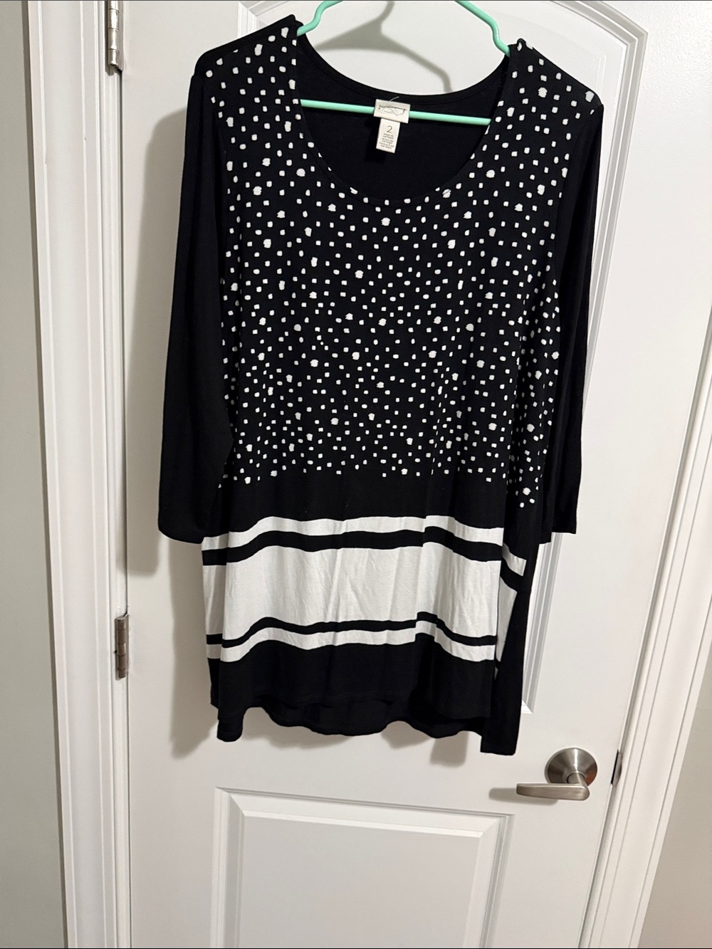 Chico's Black and White Polka Dot & Stripe Tunic